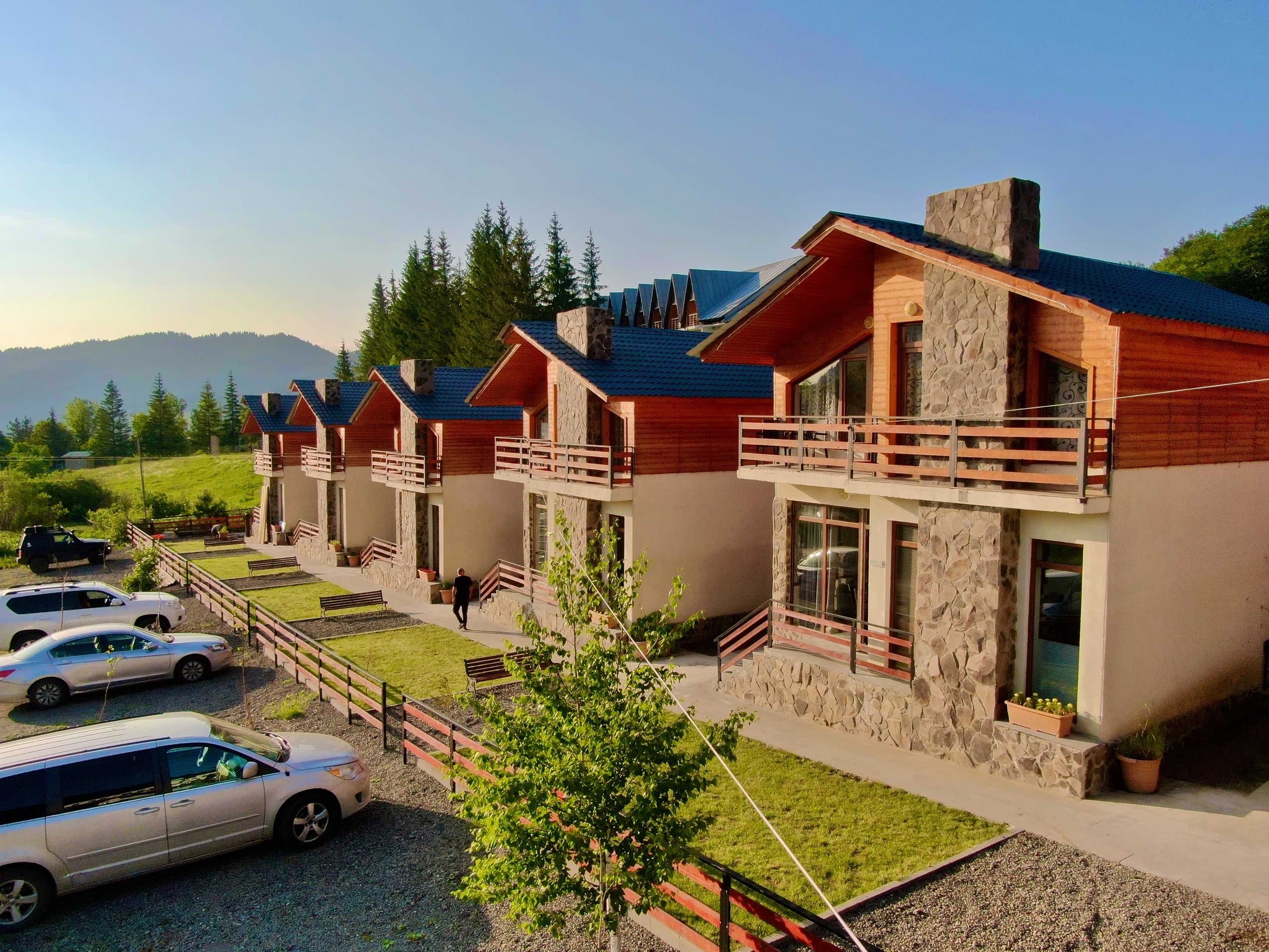 Mountain villas in green summer surroundings.