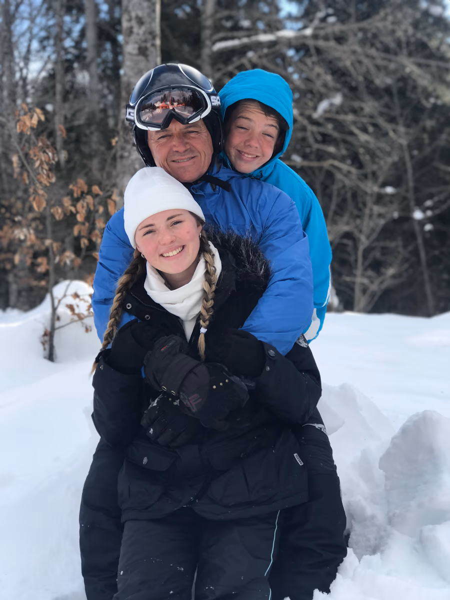 Anja Oerlemans with fellow travellers in snowy Georgia
