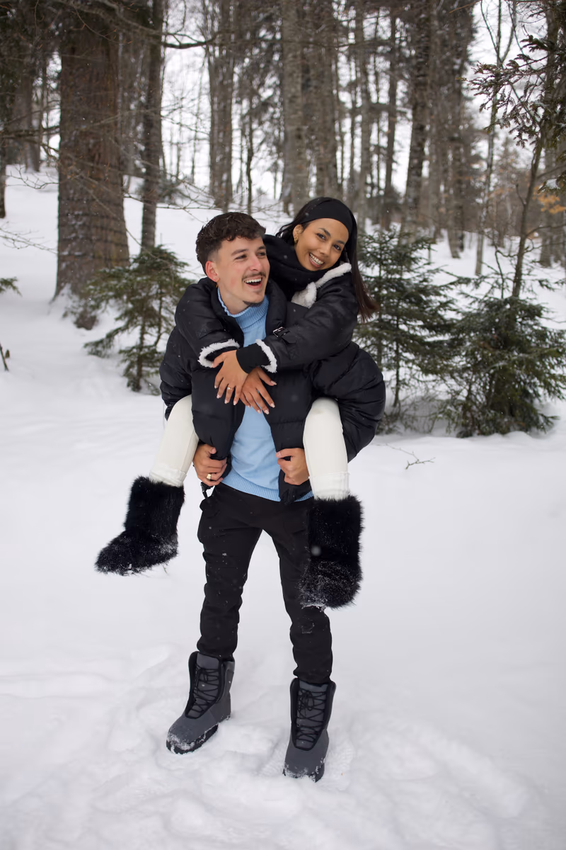 Justin Denobrega and Maxine Marescia enjoying the snow in Georgia