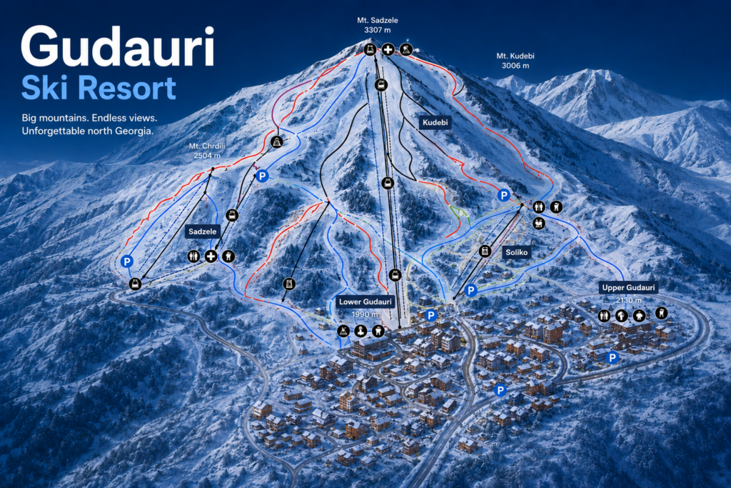 Gudauri map, Georgia ski holiday package